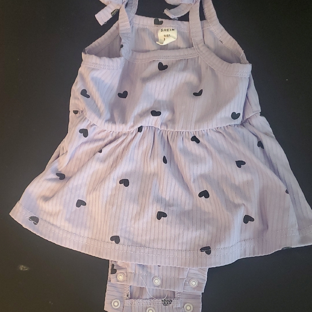 SHEIN Lilac Tank Dress with Black Heart Print